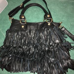 Faux leather fringe crossbody purse